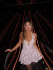 Retro Polka Dot Deep V Halter Mini Dress