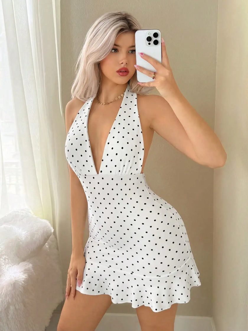 Backless Halter Mini Dress