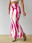 Zebra Print Pleated Midi Skirt