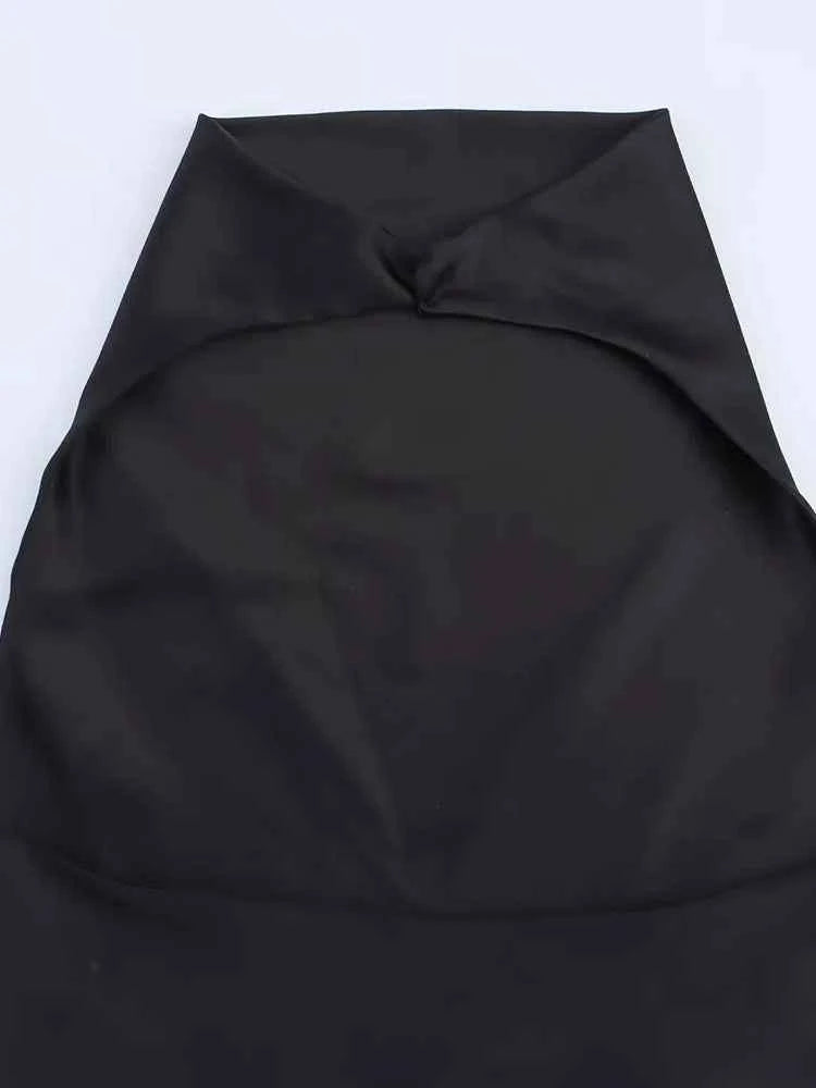 Satin Backless Halter Mini Dress