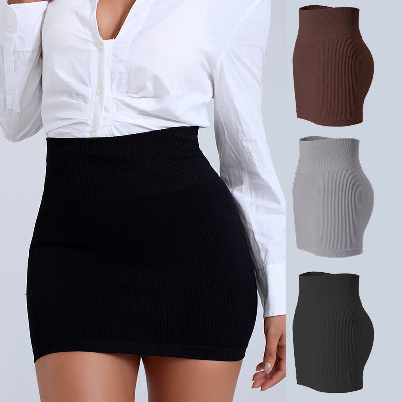 High Waist Knit Mini Skirt