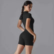 Yoga Set Women's Jumpsuits One-Piece Suit Zipper Short Sleeve Gym Push Up Workout Clothes Fitness Bodysuit Sportswear Tracksuit