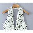 Retro Polka Dot Deep V Halter Mini Dress