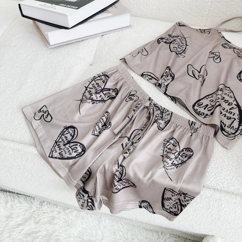 Ice Silk Print Pajama Set
