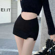 High Waist Slit A-Line Mini Skirt