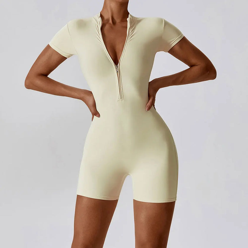 Push-Up Zipper Yoga Bodysuit Dance & Gym Jumpsuit