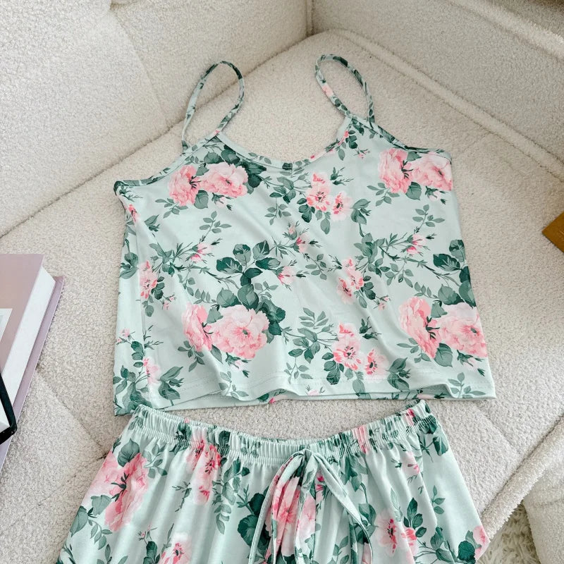 Ice Silk Print Pajama Set