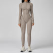 Long Sleeve Zipper Yoga Bodysuit One-Piece Tracksuit