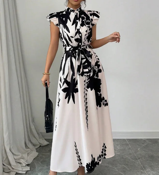 Classic Black & White Work Dress