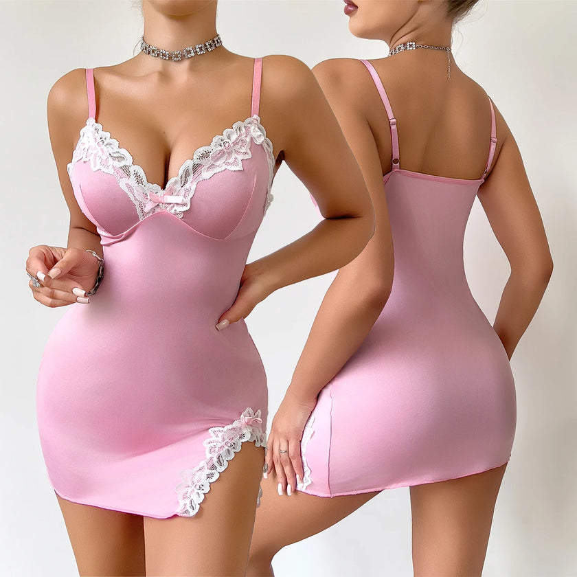 Lace Deep-V Sleep Dress