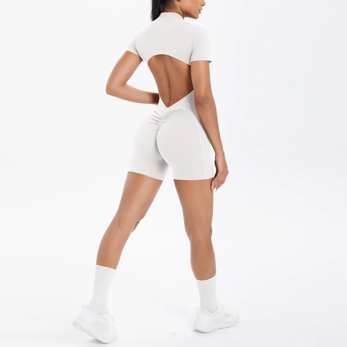 Backless Hollow-Out Push-Up Zipper Yoga Jumpsuit