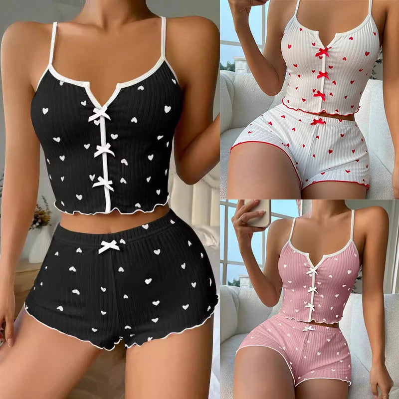 Heart Print Cami Pajama Set