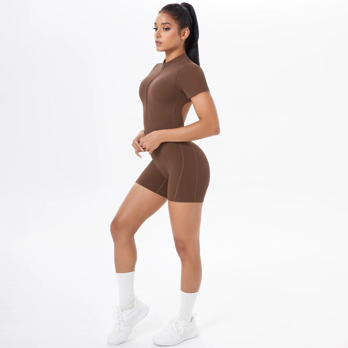 Backless Hollow-Out Push-Up Zipper Yoga Jumpsuit