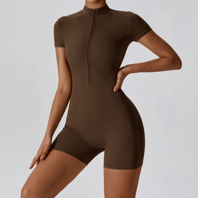 Push-Up Zipper Yoga Bodysuit Dance & Gym Jumpsuit