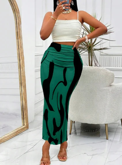 Zebra Print Pleated Midi Skirt