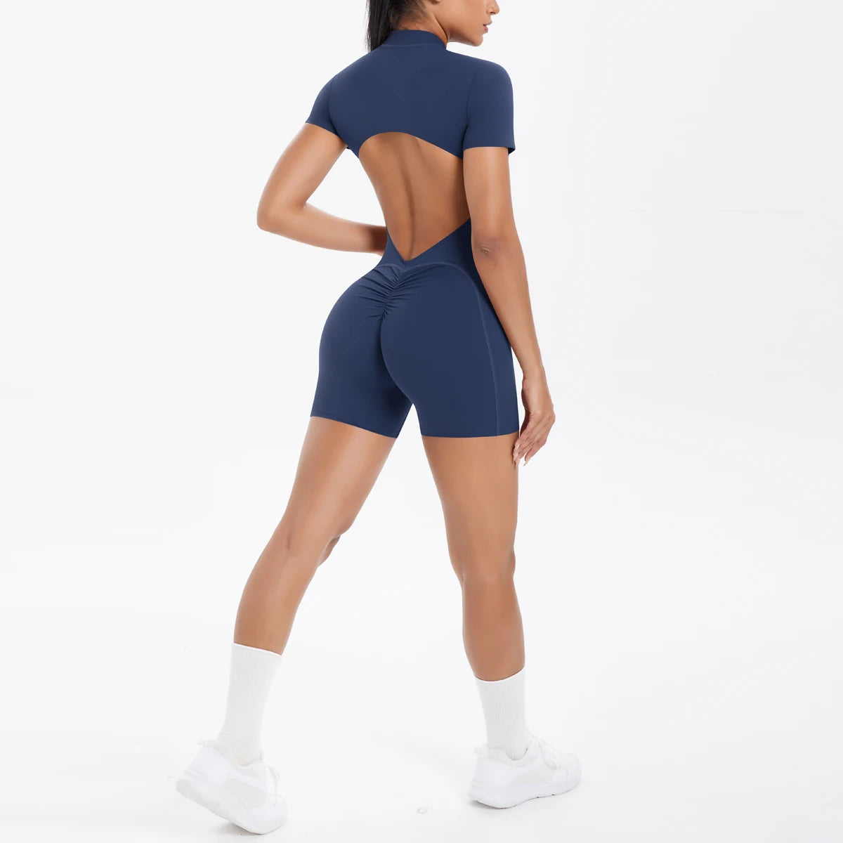 Backless Hollow-Out Push-Up Zipper Yoga Jumpsuit