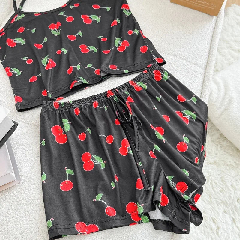 Ice Silk Print Pajama Set