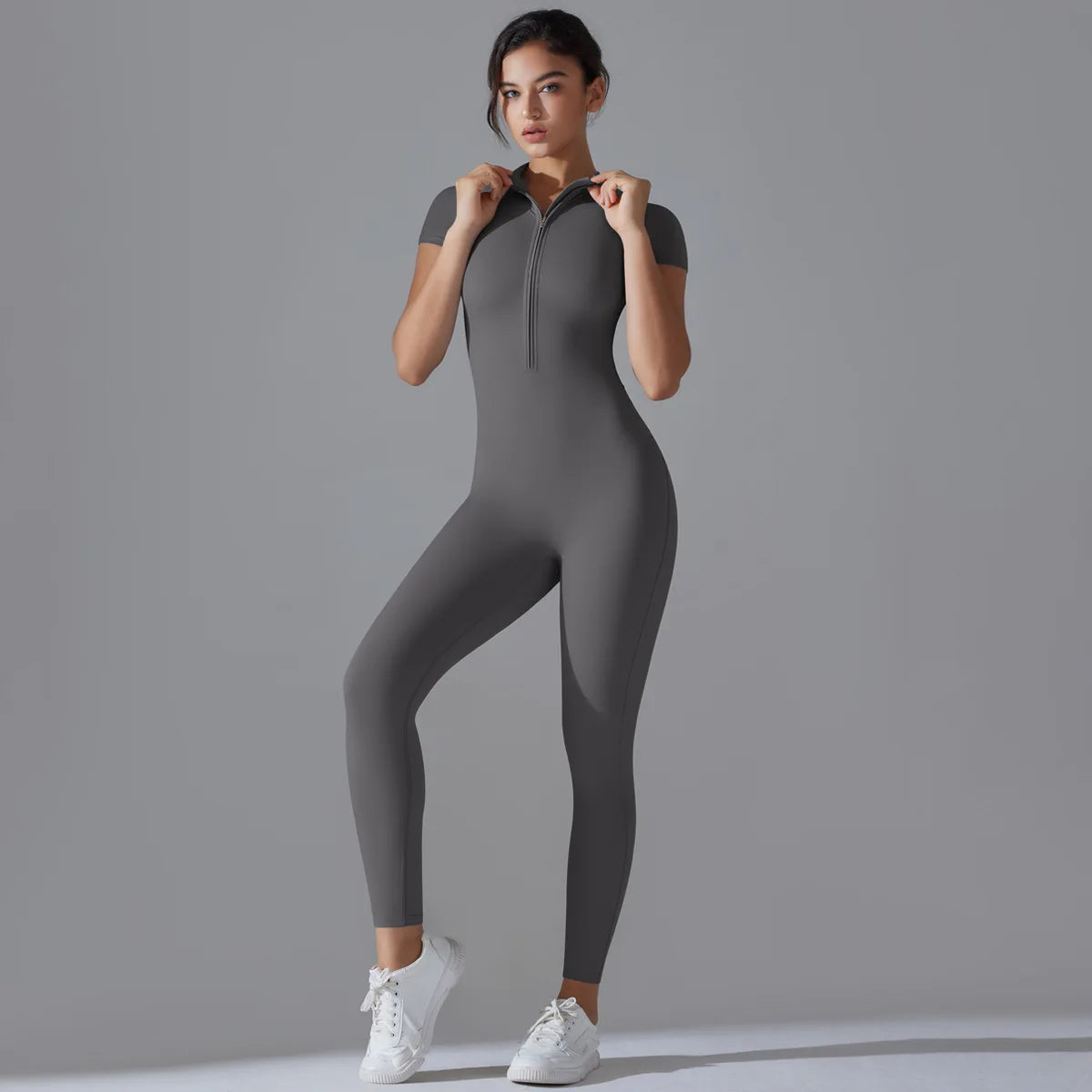 Quick-Dry Naked-Feel Zipper Yoga Jumpsuit