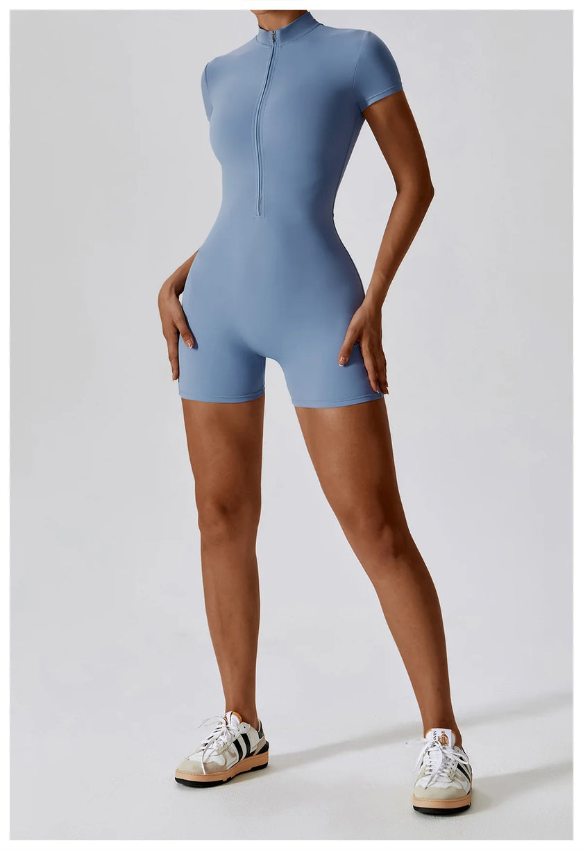 Push-Up Zipper Yoga Bodysuit Dance & Gym Jumpsuit