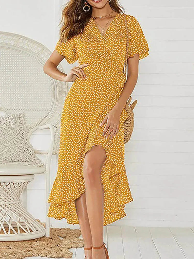 Floral Boho Chiffon Maxi Dress