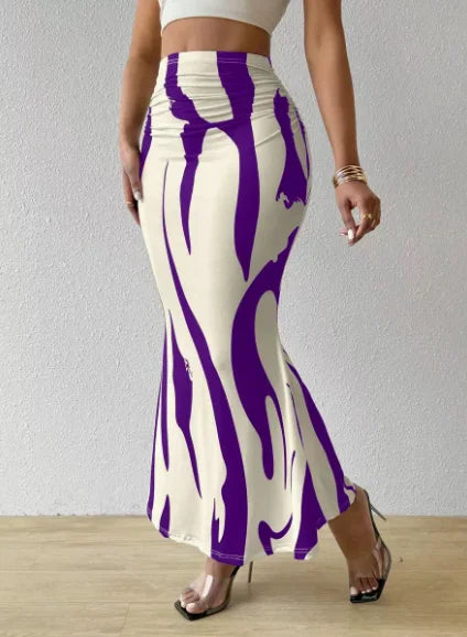 Zebra Print Pleated Midi Skirt