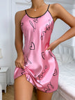 Heart Letter Print Spaghetti Strap Sleepwear