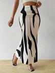 Zebra Print Pleated Midi Skirt