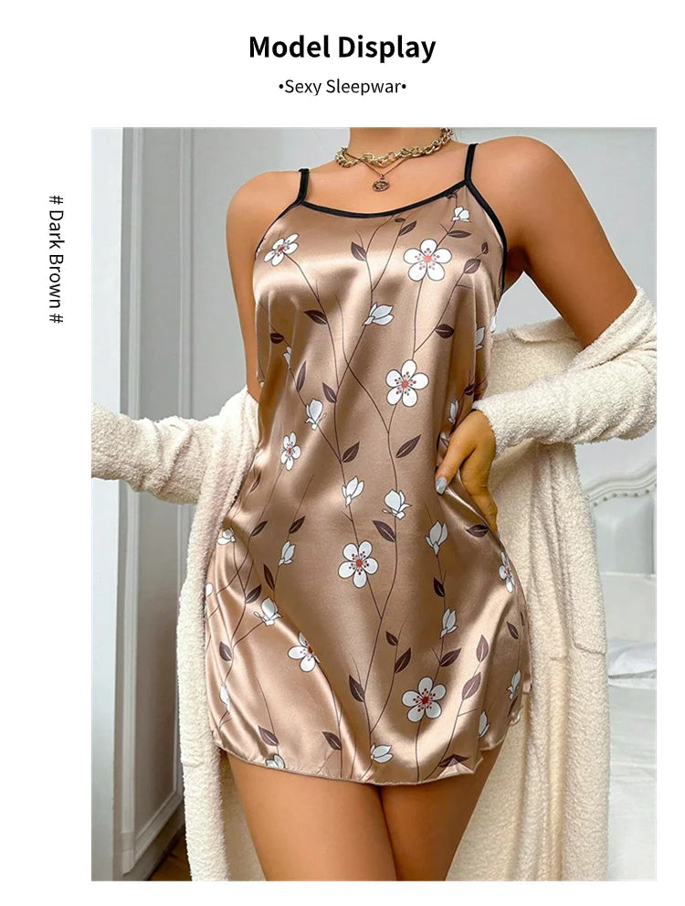 Luxurious Satin Floral Slip Nightdress