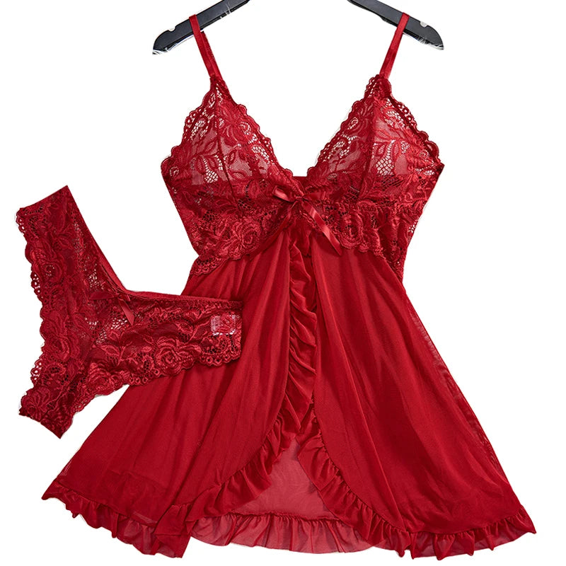 Sheer Lace Lingerie & Panty Set