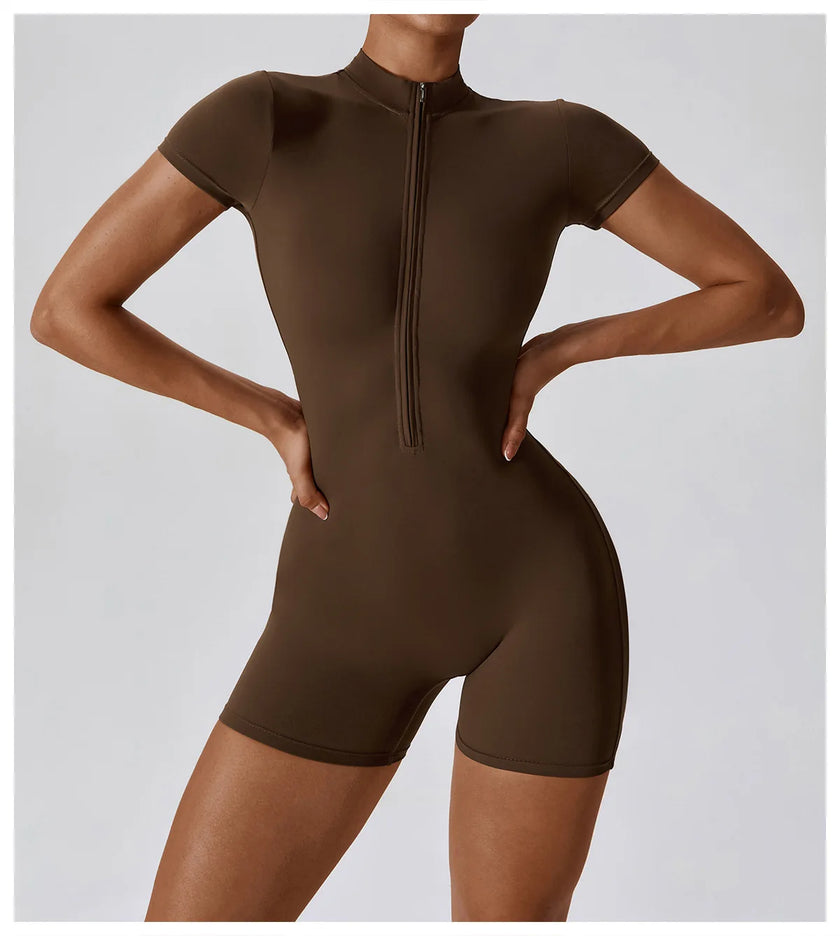 Push-Up Zipper Yoga Bodysuit Dance & Gym Jumpsuit