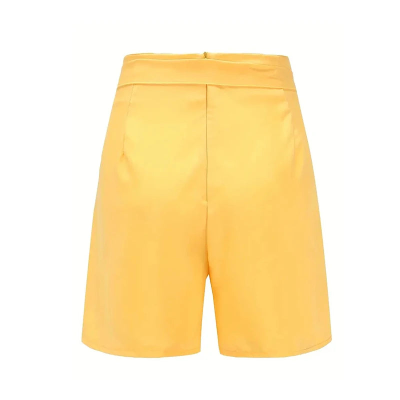 Y2K High Waist Button Front Tie Shorts