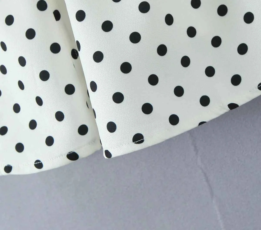 Retro Polka Dot Deep V Halter Mini Dress