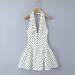 Retro Polka Dot Deep V Halter Mini Dress