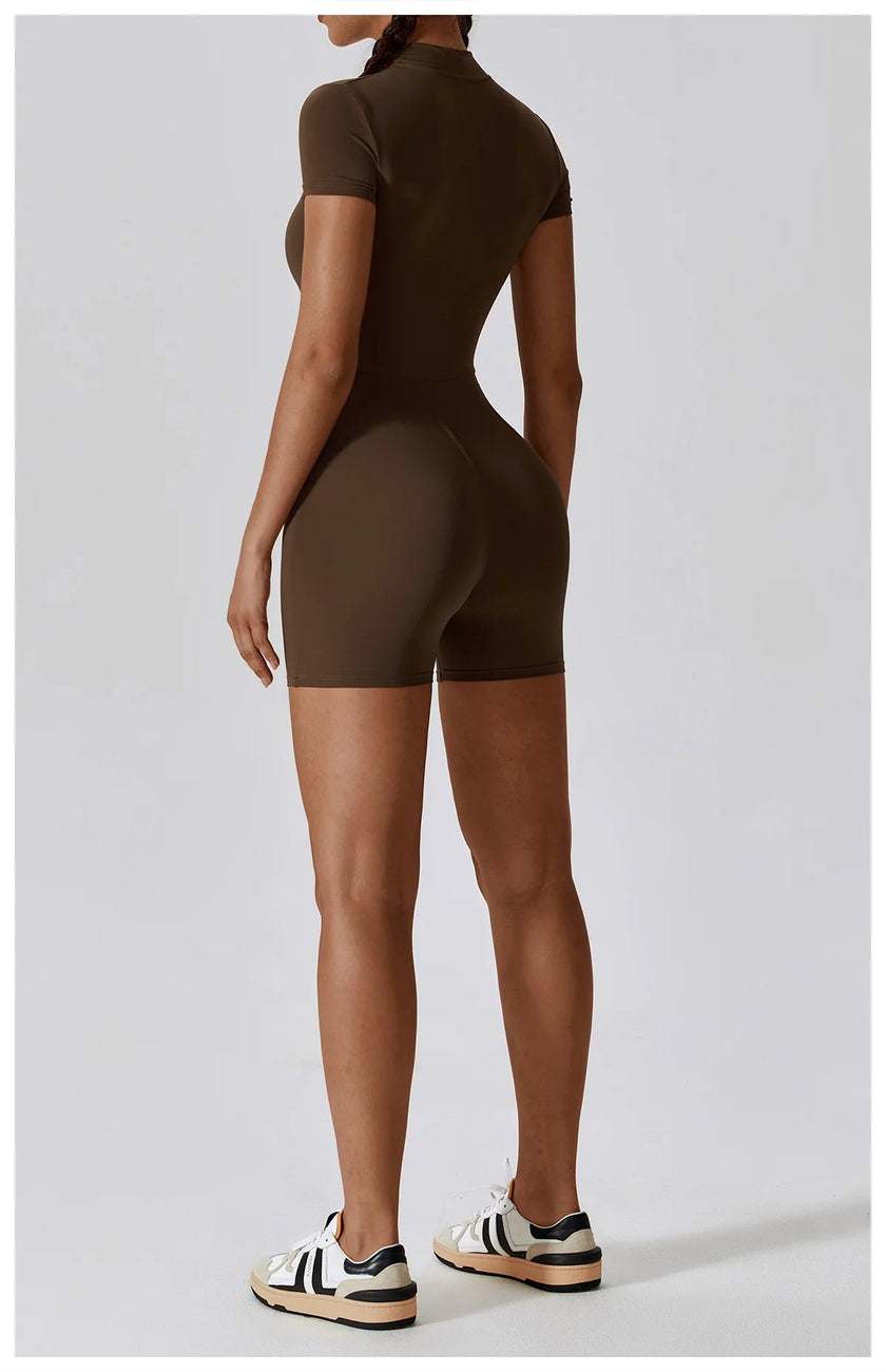 Push-Up Zipper Yoga Bodysuit Dance & Gym Jumpsuit