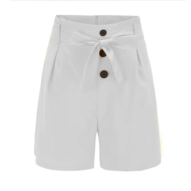 Y2K High Waist Button Front Tie Shorts