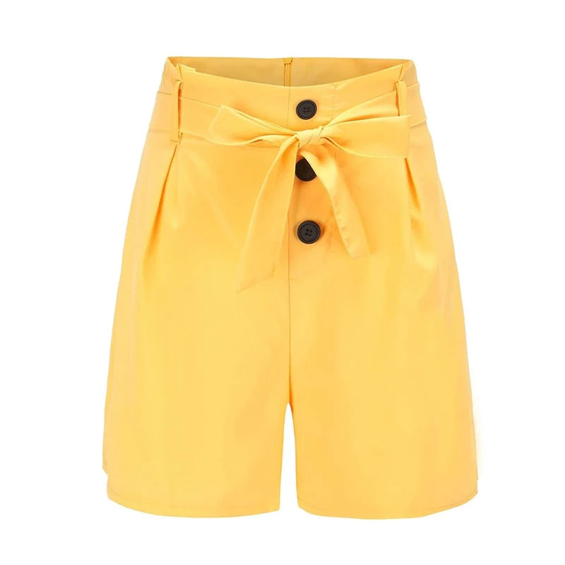 Y2K High Waist Button Front Tie Shorts