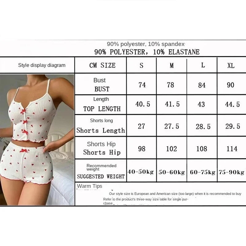 Heart Print Cami Pajama Set