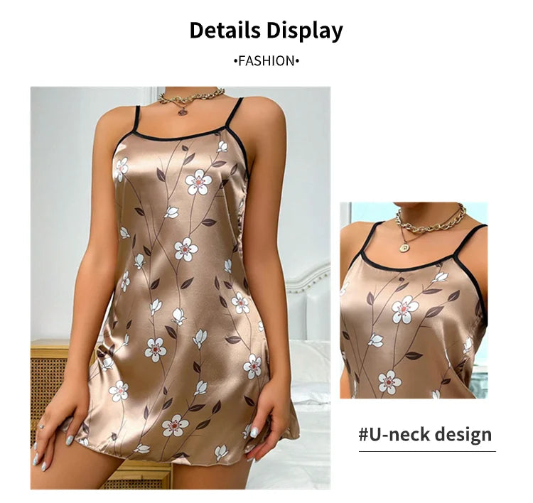 Luxurious Satin Floral Slip Nightdress