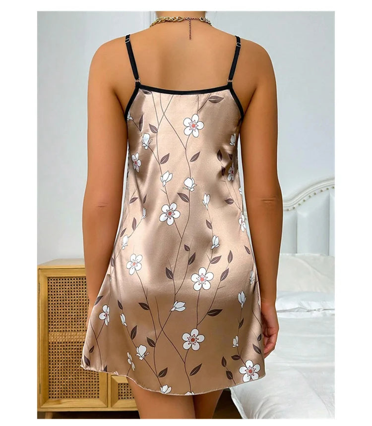 Luxurious Satin Floral Slip Nightdress