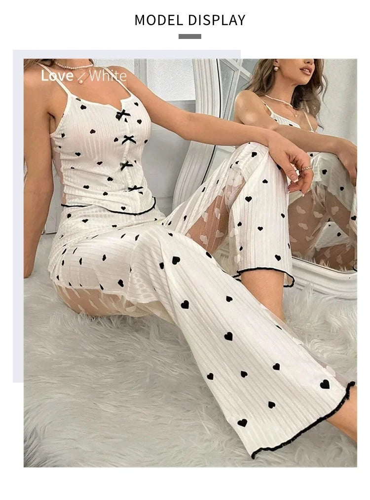 Mesh Lace Strap Pajama Set