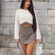 Asymmetric High Waist Mini Skort
