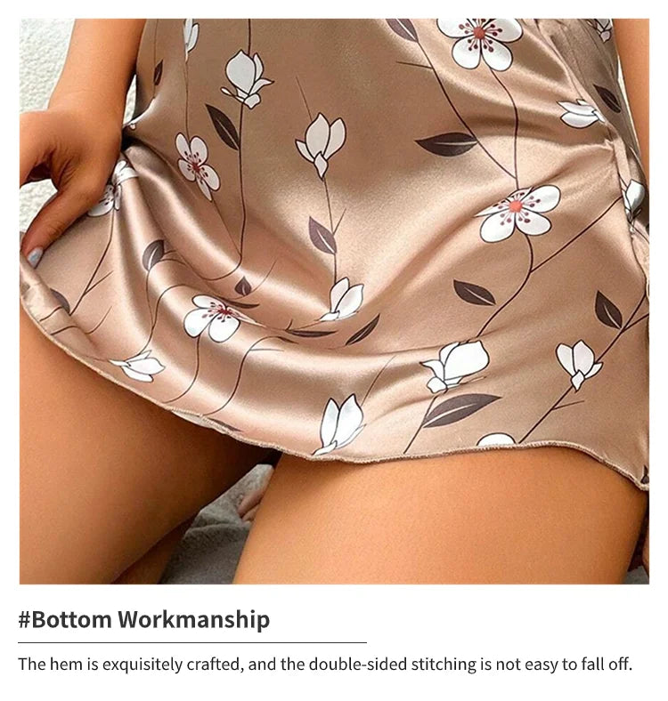 Luxurious Satin Floral Slip Nightdress