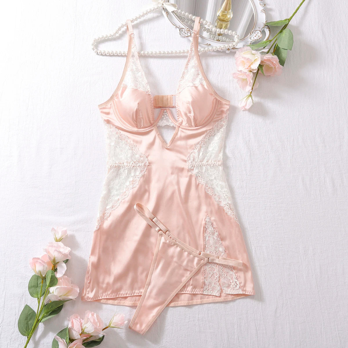 Satin Lace Slip Night Dress