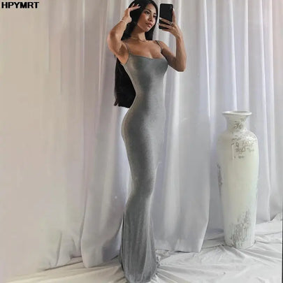 Satin Backless Maxi Dress
