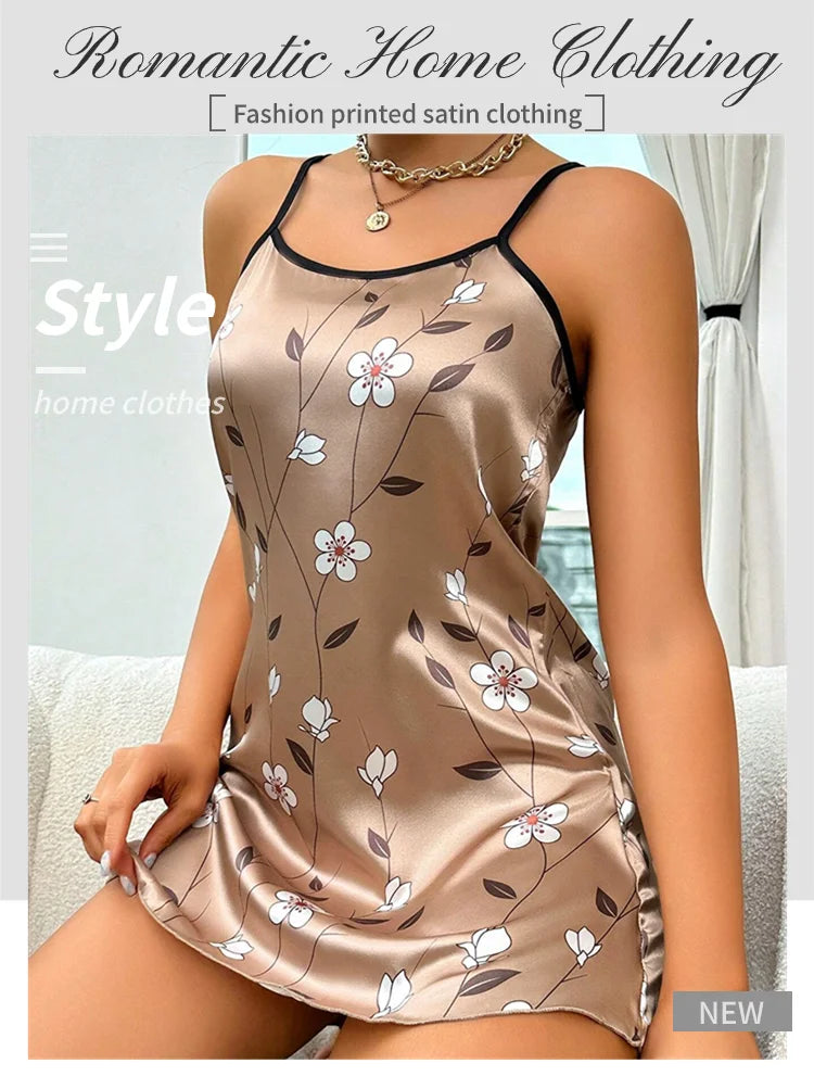 Luxurious Satin Floral Slip Nightdress