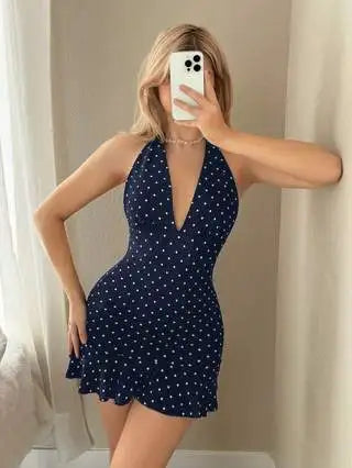Backless Halter Mini Dress