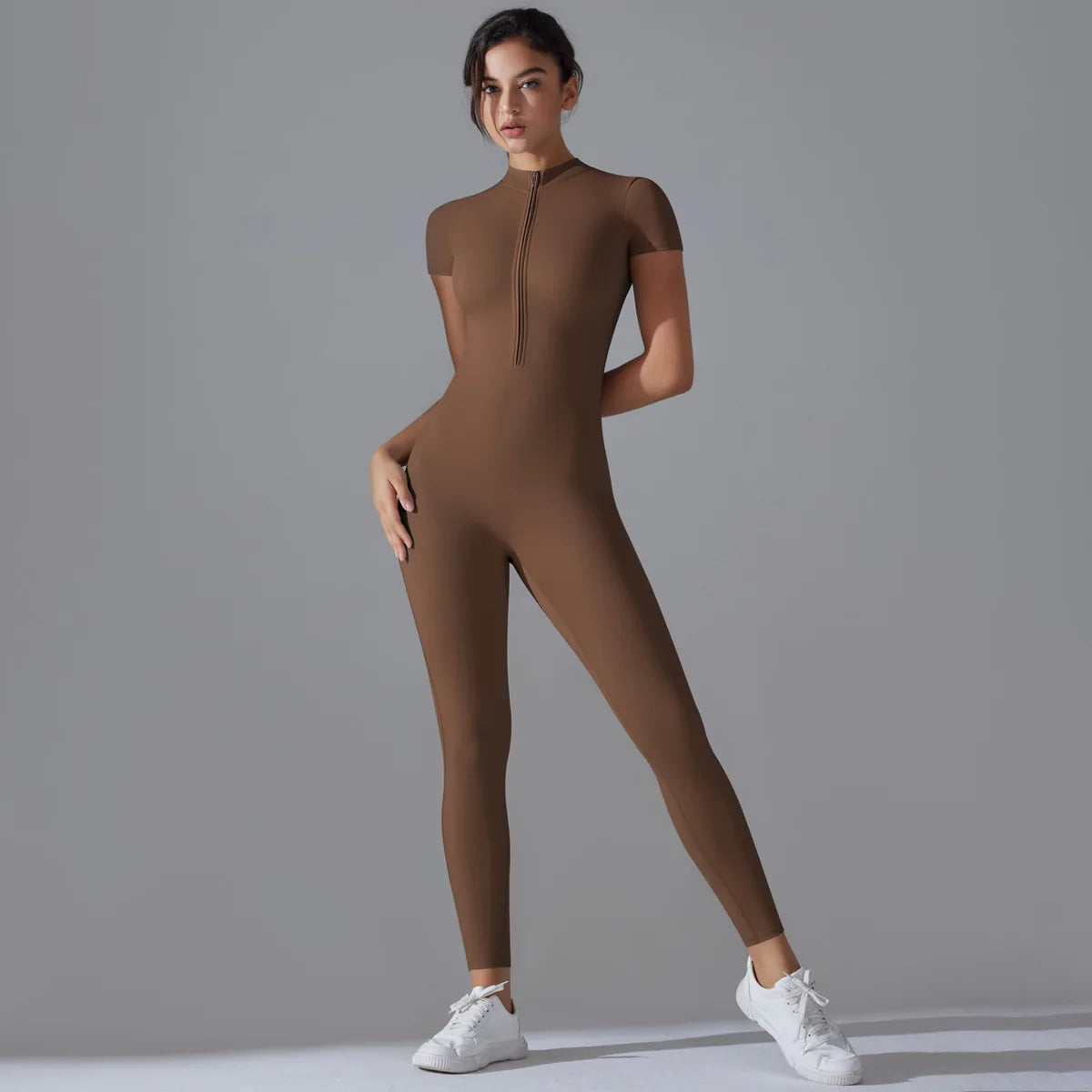 Quick-Dry Naked-Feel Zipper Yoga Jumpsuit