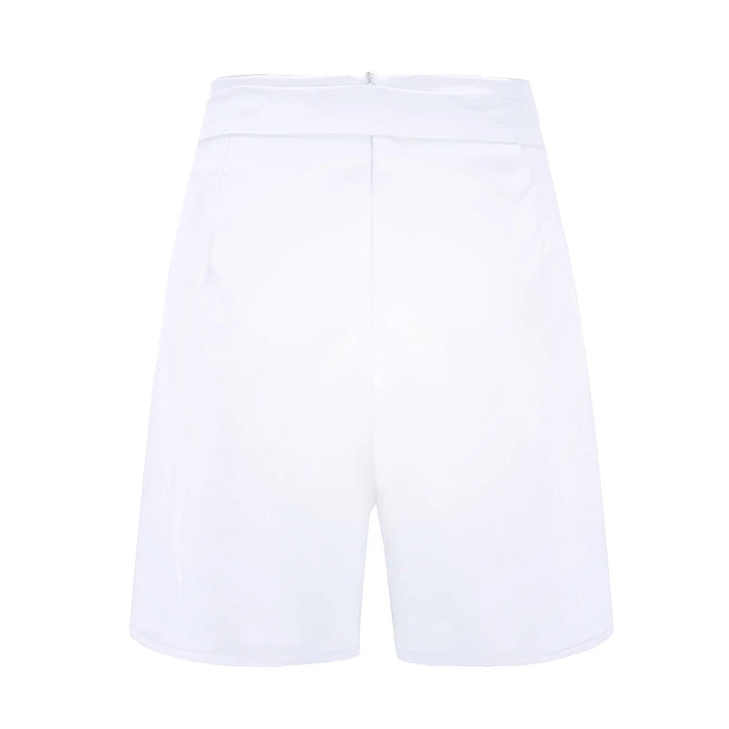 Y2K High Waist Button Front Tie Shorts