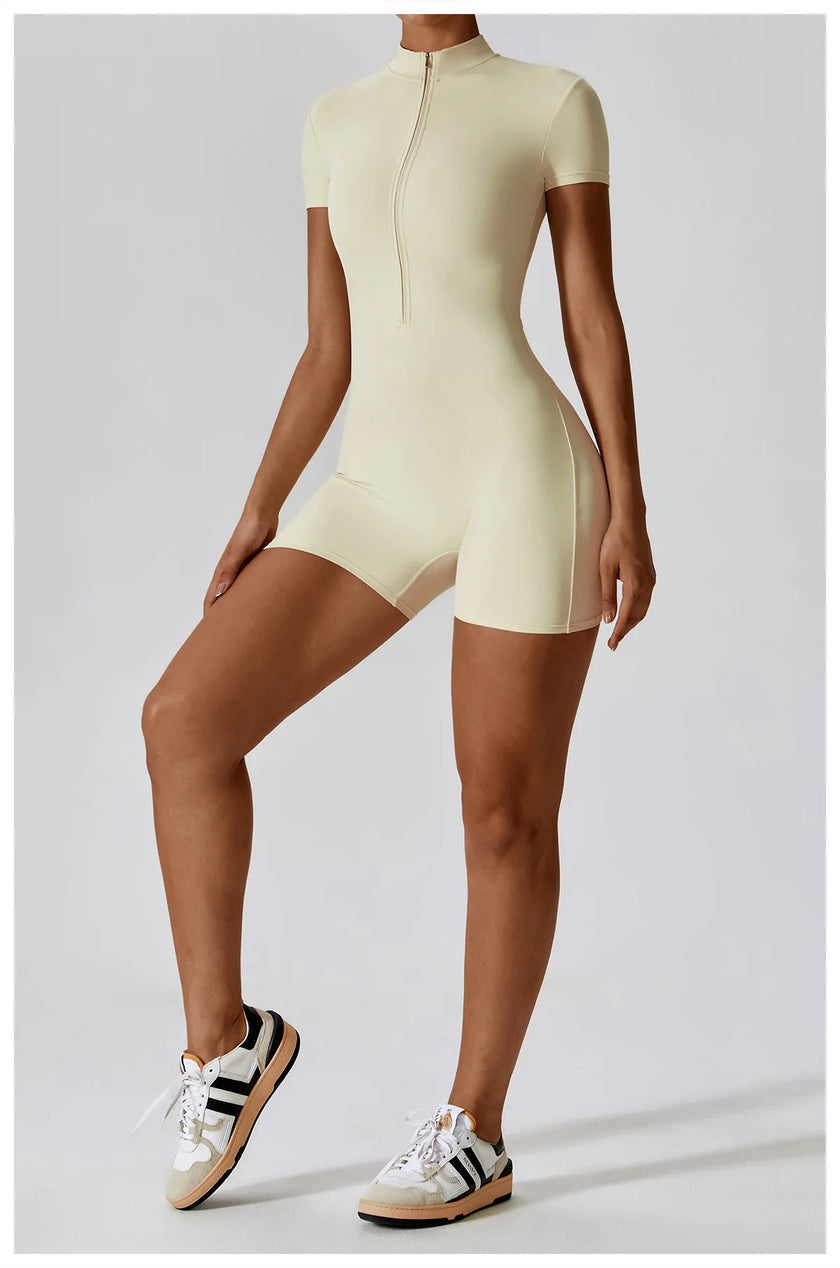 Push-Up Zipper Yoga Bodysuit Dance & Gym Jumpsuit