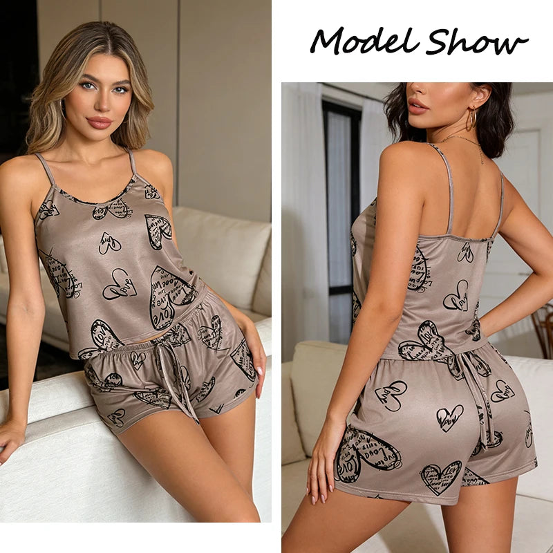 Ice Silk Print Pajama Set